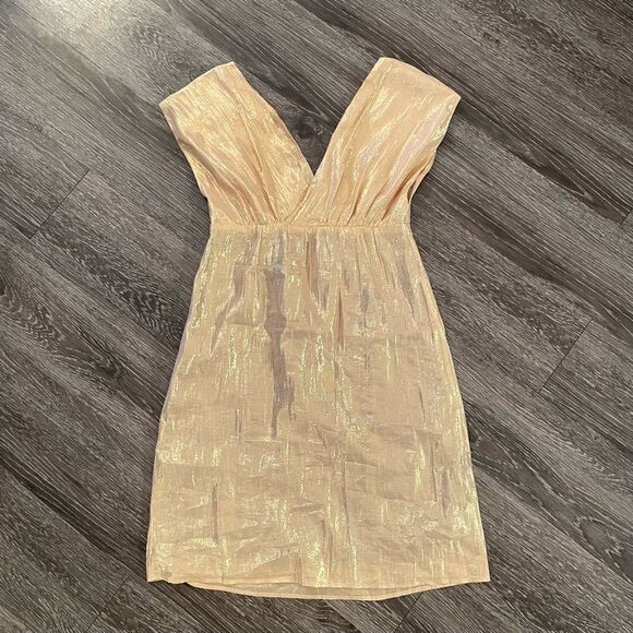 Loeffler Randall gold metallic silk cocktail dress - Picture 9 of 10
